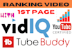 youtube video SEO using tubebuddy and vidiq