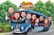 draw a company staff cartoon and a business group caricature