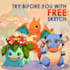 draw cute chibi pokemon or custom fakemon character