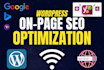 provide wordpress on page SEO optimization for google ranking