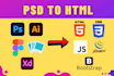 convert xd to HTML, PSD to HTML, figma to HTML, sketch to HTML