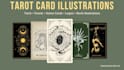 illustrate custom tarot cards in line art style