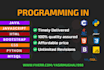 do HTML CSS javascript cpp python json and java tasks