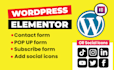 add contact form, subscription form, popup form, social icon elementor website