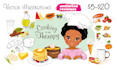 draw food, drinks and any illustrations a cooking theme
