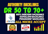 create DR 50 to 70 homepage dofollow permanent SEO backlinks