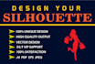 design white and black, silhouette logo, image to silhouette