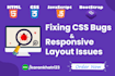 fix front end responsive issues and fix html css javascript bugs