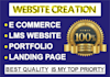 do full website creation professionally ,e commerce , lms , landing page