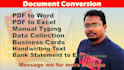 convert pdf to word, pdf to excel, data collection and typing job