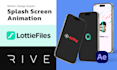 create splash screen lottie animation or rive animation