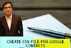 create a CSV file to import contacts in google contacts