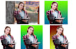 do background change and remove, editing, text entering, color correction of pic