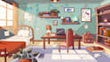 create 2d cartoon, game, video background illustration