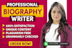 be your ghostwriter, about me page, biography, bio writer