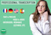 professionally transcribe in spanish, german, english, french