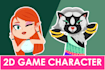 create 2d game character, for unity mobile game, concept art