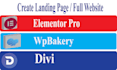 build wordpress landing page  using wpbakery and elementor