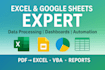 be your excel, google sheets, and dashboard expert for data processing