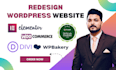 redesign your wordpress website with wpbakery,elementor or divi