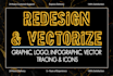 design redesign edit and trace logo and icons