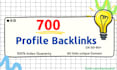 700 manual high authority SEO profile backlinks with index