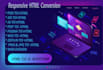 conversion PSD to HTML sketch to HTML, figma,image to HTML CSS with bootstrap