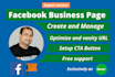 create setup optimize facebook business page or fan page