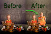 merge, composite, combine two or more images into one photo