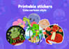 design cute printable cartoon stickers for planners, journals, small businesses