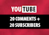 give 20 comments on your youtube video, 20 Subscriber