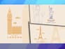 create a building icon illustration with outline style