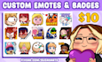 create custom cute chibi twitch emotes and sub badges