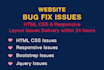 fix html CSS bootstrap issues in an hour