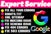 fix search console errors and google indexing service