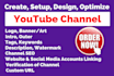 create and setup youtube channel with logo, banner, intro and outer