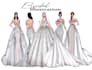 draw gorgeous wedding dress and bridal illustration