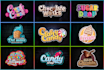 create candy, lollipop, chocolate, ice cream, bakery logo