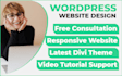 do responsive wordpress website design by divi theme, divi builder