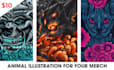 draw animal head illustration in my style for your merch