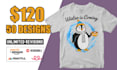 do bulk t shirt designs for merch, teespring and printfull