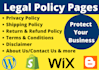 write policy pages, gdpr privacy policy, shipping policy and return policy