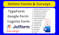 create  online  form jotform, google form, typeform  cognito form, online survey