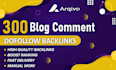 create 300 dofollow blog comment backlinks and high da pa