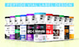 design peptide, product label design, vial, 3d mockup