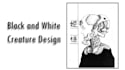 draw black and white creature design