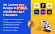 convert PSD, sketch, figma, and xd to HTML5 with bootstrap 4 responsive layout