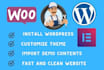 install wordpress, setup theme and do theme customization