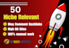 do 50 niche relevant blog backlink high da