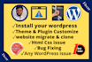 install wordpress with migration, bug fix, and customization